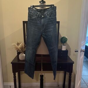 Men's Slim Straight Jeans in Faded Dark Blue by 1969